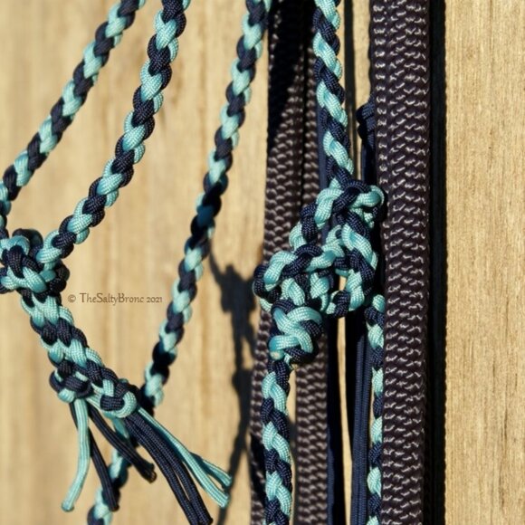 Handmade Soft Cotton Rope Loping Hackamore w/ Braided Headstall & Split Reins - Picture 11 of 12